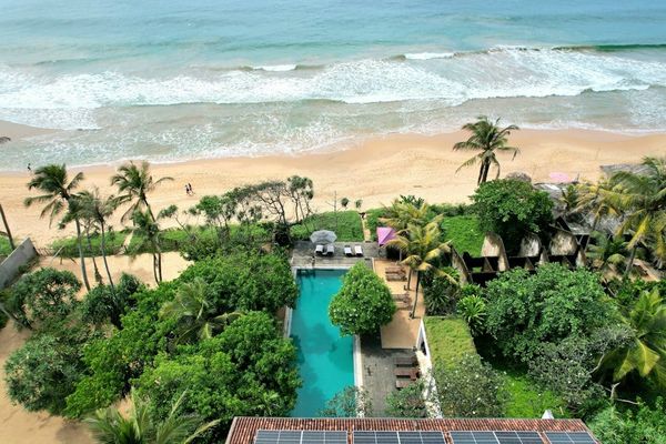 Private pool overlooking the ocean at a tropical villa